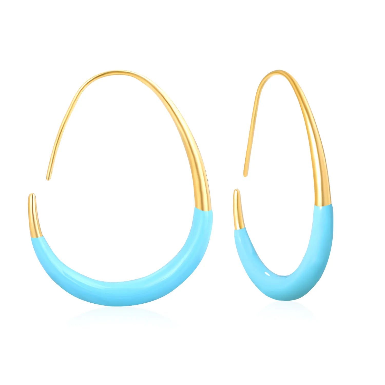 29*39.2mm Egg-Shaped Hoop Earrings Gold Drip Rose Red Drip Light Blue asonjewelry